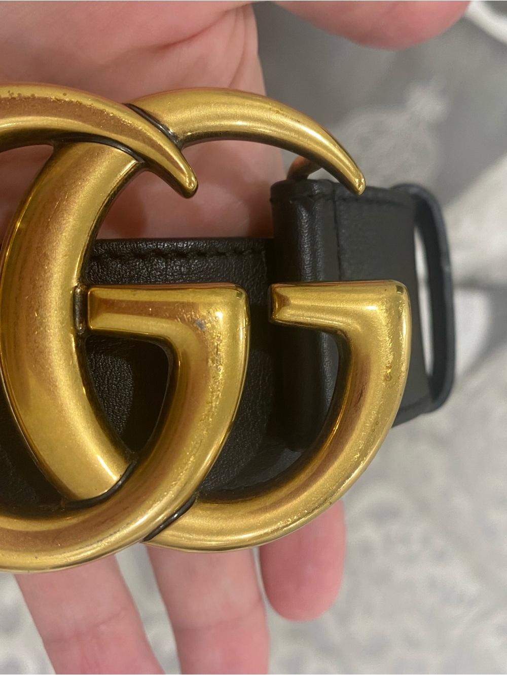 Gucci Double G Black Leather Belt with Gold Buckle medium 2 inch - Picture 8 of 13